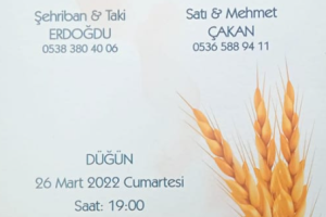Temöğgilin Taki Erdoğdunun Kızı Başak' ın 26.03.2022 Cumartesi Günü Saat 19:00 da Düğünü Vardır.