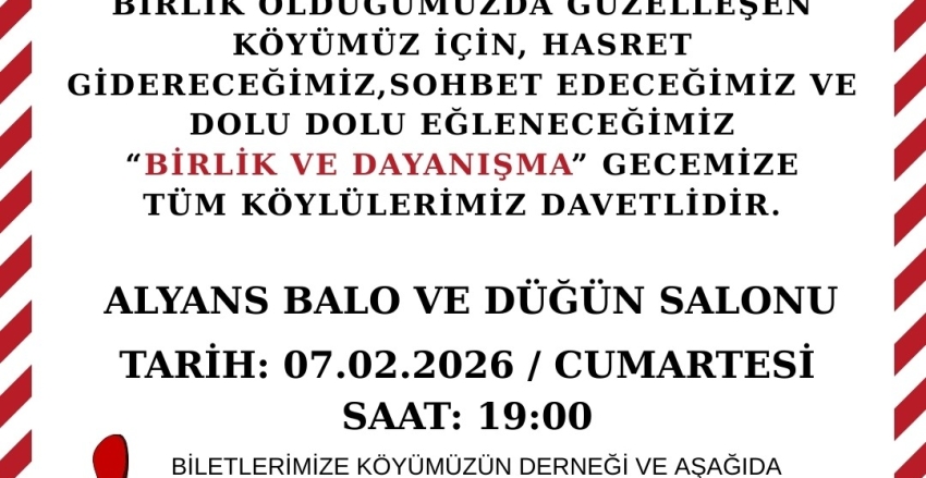 KARASAR KÖYÜ SOSYAL YARDIMLAŞMA VE KÜLTÜR DERNEĞİ - BİRLİK VE DAYANIŞMA GECESİ