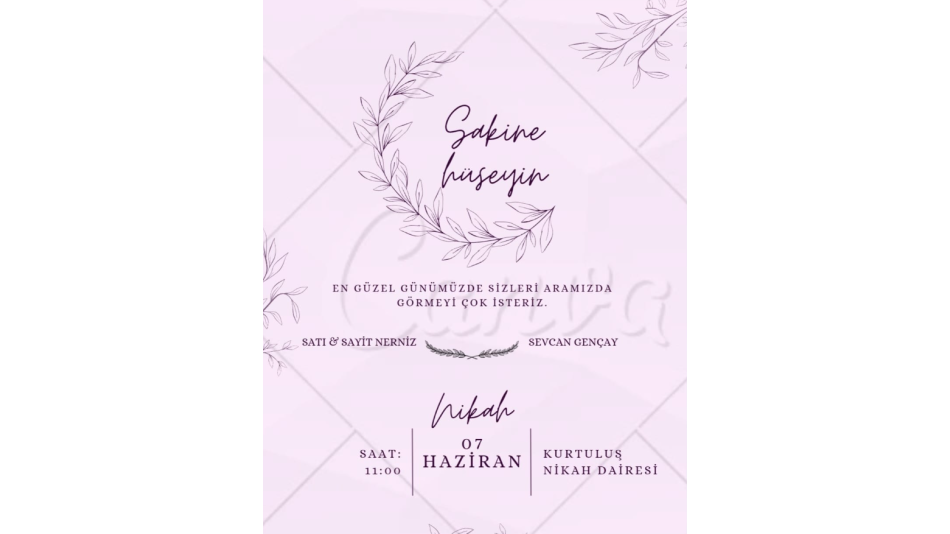 GONCAGİL'in Satı & Sayit NERGİZ'in Kızı Sakine'nin Nikah Töreni Vardır...