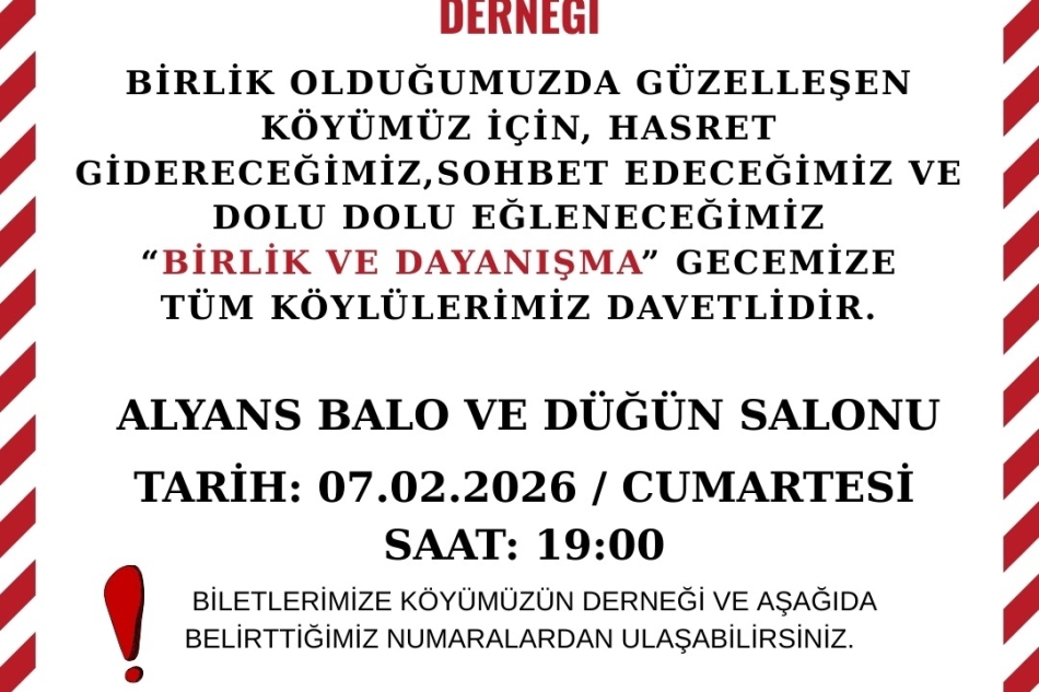 KARASAR KÖYÜ SOSYAL YARDIMLAŞMA VE KÜLTÜR DERNEĞİ - BİRLİK VE DAYANIŞMA GECESİ